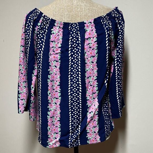 NWT Southern Tide  Mackenzie Blue Night Off-Shoulder Top Sz XS - Picture 4 of 6